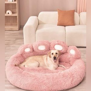 Pink paw dog bed